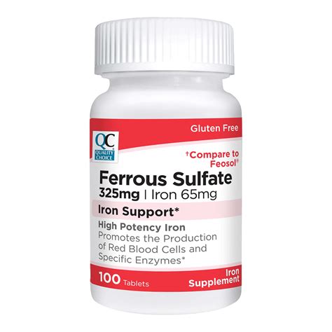 Amazon.com: Quality Choice Iron 65 mg (325 mg Ferrous Sulfate) High Potency Iron Support ...