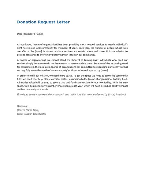 Free Printable Donation Request Letter [Word, Excel, PDF] Nonprofit ...