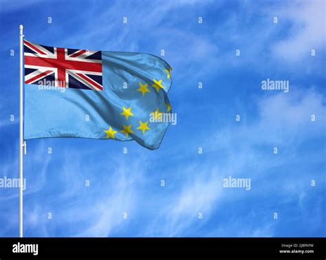 National flag of Tuvalu on a flagpole Stock Photo - Alamy