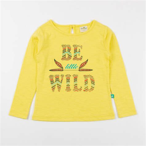 "Girls' Yellow Printed Full Sleeve T-Shirt – 'Be Little Wild' Design ...