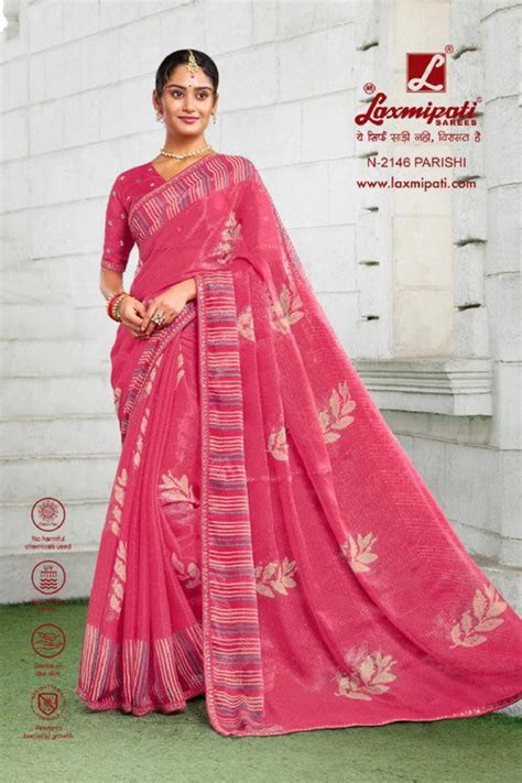 Laxmipati Diwani N-2146 Pink Sparkle Chiffon Saree – SANSKAR