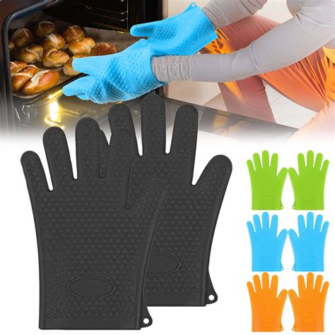 Gustave Silicone Oven Gloves Heat Resistant Grilling BBQ Gloves Non ...