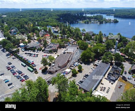 Aerial view of Historic Canobie Lake Park by the Canobie Lake in town ...