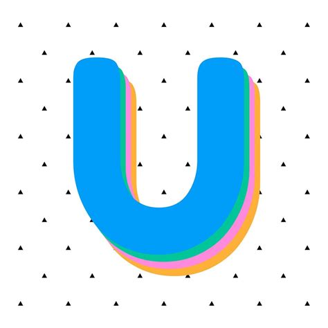 3D Shade U Alphabet Font Vector