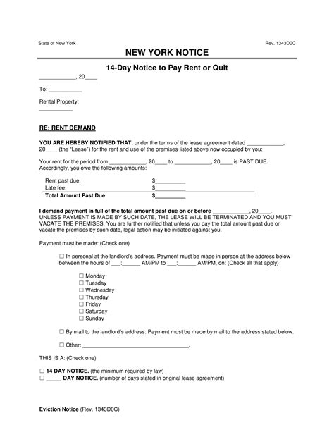 Free New York 14-Day Notice to Quit | Non-Payment of Rent | PDF & Word