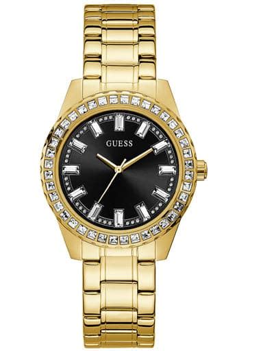 Womens Sparkler Black Dial Stainless Steel Analogue Watch