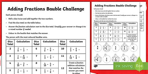 Christmas Adding Fractions Game