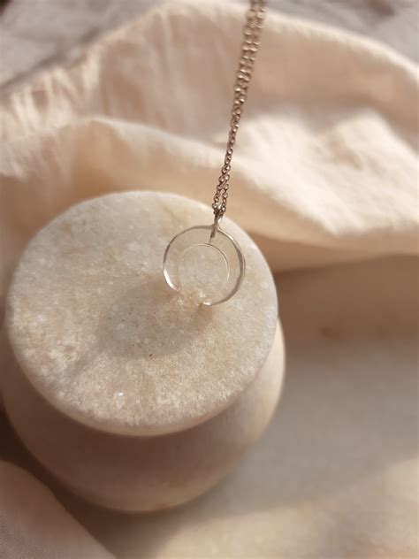 Crystal moon pendant silver chain jewelry for women April birthstone