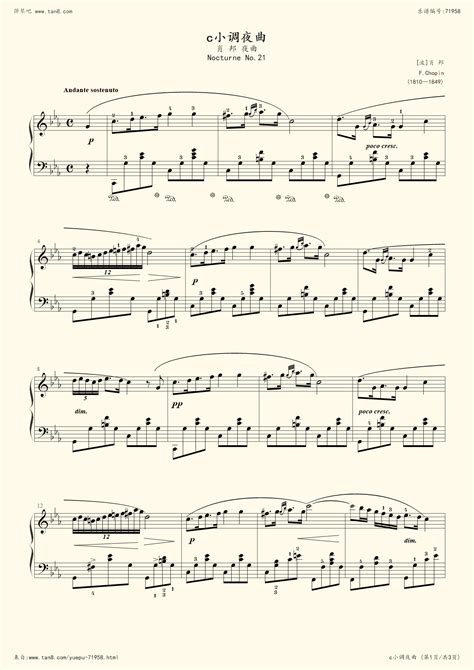 肖邦c小调夜曲 Op.48 No.1 歌谱简谱网