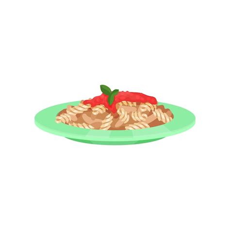 Pasta dish cooked with sauce italian cuisine vector illustration on a ...