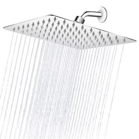 YISSVIC 8 Inches Ultra Thin Fixed Rain Shower Head Square Stainless ...