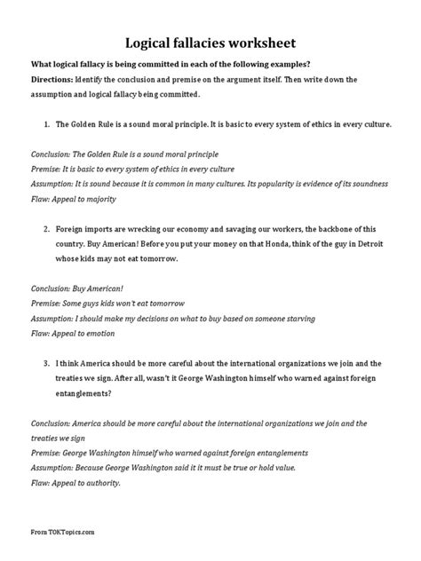 Problem Solving Critical Thinking Worksheets Fallacy 的图像结果