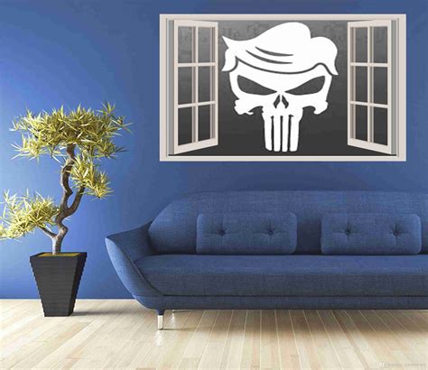 GADGETSWRAP skull punisher Fake Window Style Wall Decal For Home ...
