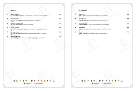 Menu at The Verandah, Chennai