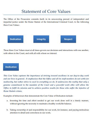 Image result for Bank Values Statement Examples
