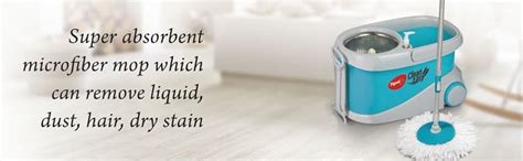 Pigeon Clean Easy Deluxe Spin Mop with Big Wheels and Stainless Steel ...