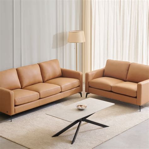 Buy Parque Half Leather 3+2 Seater Sofa Set - Tan from Home Centre at ...