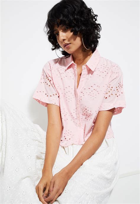 Buy URB_N Women Boxy Fit Schiffli Cropped Shirt Online at just Rs. 799. ...