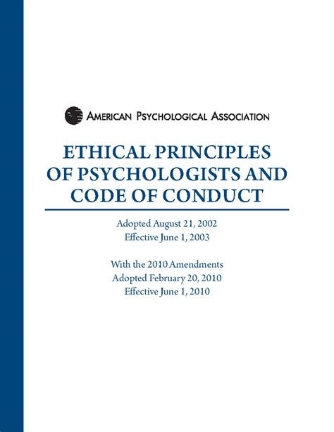 Apa ethics - 15:17 Ethical principles of psychologists and code of ...