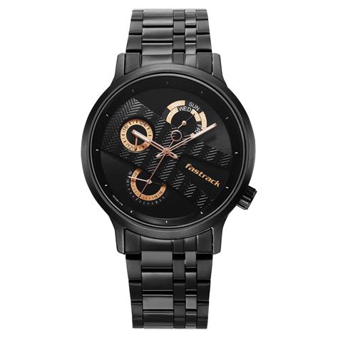 Buy Online Fastrack Exuberant Quartz Multifunction Black Dial Stainless ...