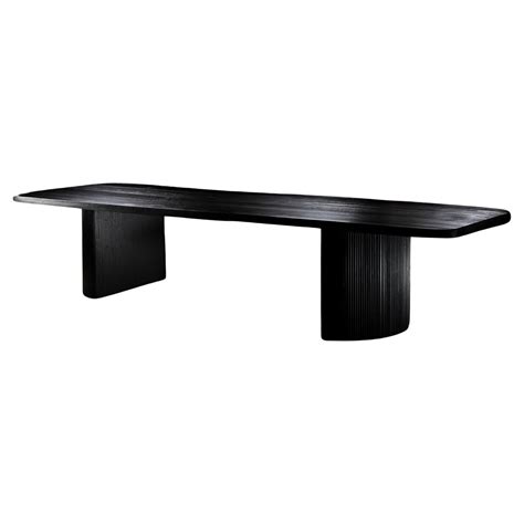 Ad Meliora Black Oak Dining Table with Fluted Detail Base For Sale at ...