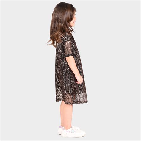 Girls Black Sequence Oversized Party Dress – BONKIDS