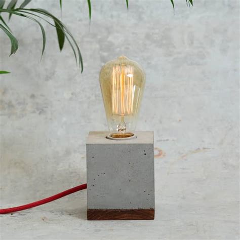Rectangular Pillar concrete Tabletop Lamp with light intensity Dimmer ...