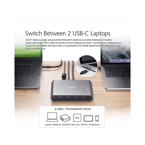 ATEN US3311 2-Port USB-C KVM Switch 2 PC 1 Monitor India | Ubuy