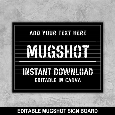 DIY Mugshot Sign, Editable Mugshot Sign Board, Police Party, Photo ...