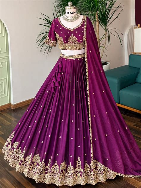 BL Fabric Pink color Bids Embroidery work Designer Lehenga Choli