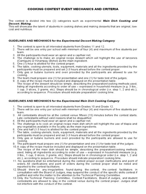 Image result for Cooking Contest Programme Sample