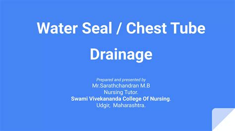 Medical surgical nursing topic ,intercostal drainage or water seal ...