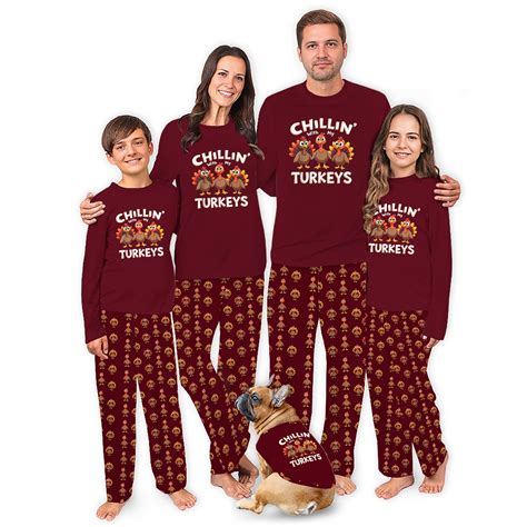 Chilling With My Turkey Thanksgiving Family PJs, Matching Family And ...
