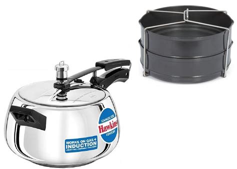 Buy Hawkins Stainless Steel Pressure Cooker Contura, 5 Litres With Hard ...