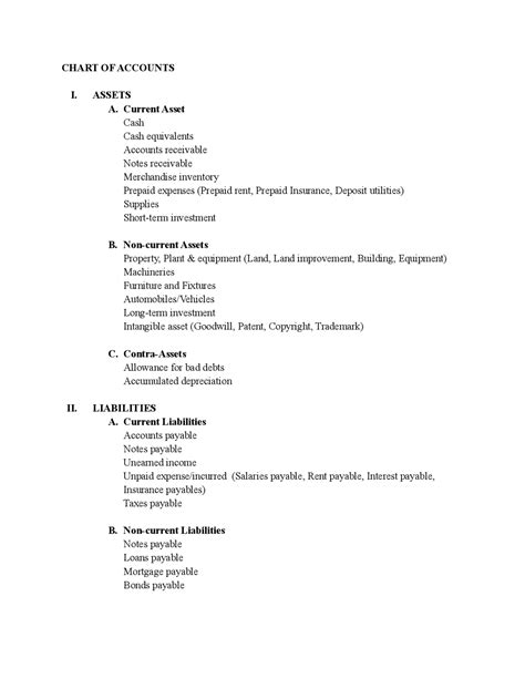 Basic Chart of Accounts 的图像结果