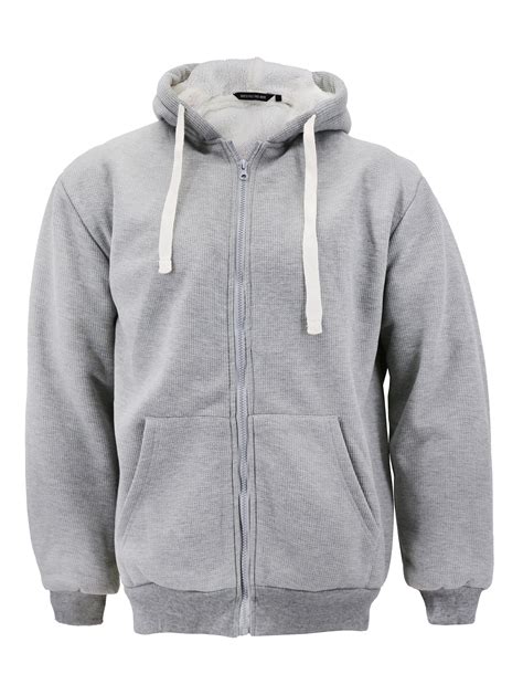 North Pole - Men's Heavyweight Thermal Zip Up Hoodie Warm Sherpa Lined ...