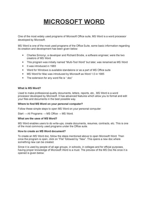 Microsoft WORD - Bbgg - MICROSOFT WORD One of the most widely used ...