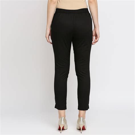 Buy Now,Women's Black Cotton Solid Pants - Ethnicity India