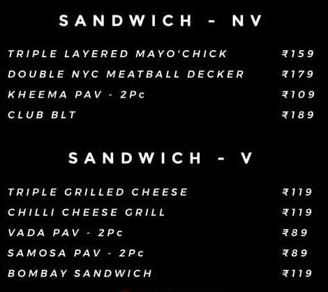 Menu at Dinhos, Chennai, No-5/454