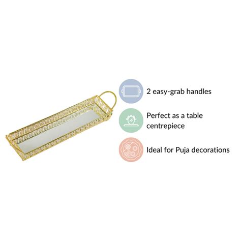 Gold Long Tray With Handles Online - Premium Decorative Tray | Nestasia