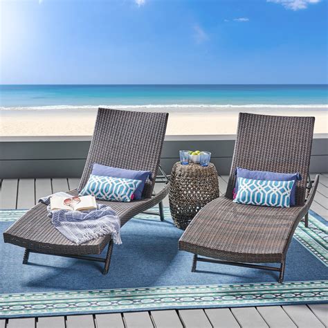 Outdoor Wicker Chaise Lounges, Set of 2, Brown - Walmart.com - Walmart.com