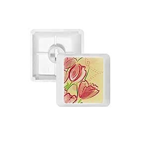 Hand Painted Tulip Flower Plant Illustration PBT Keycaps for Mechanical ...