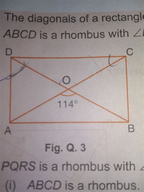 The diagonals of a rectangle abcd intersect at o if angle aob =114 ...