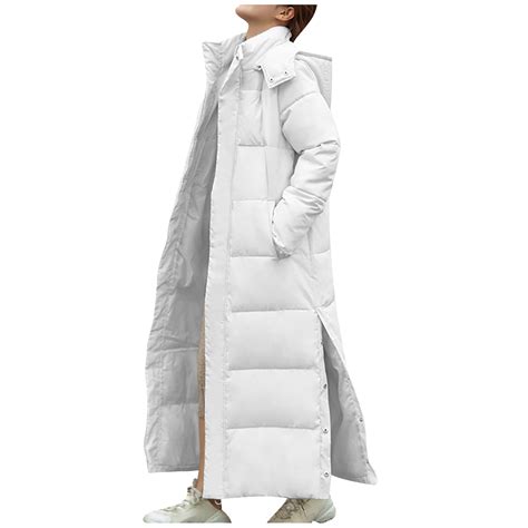 VINUSLI Women Long Puffer Coat Winter Warm Hooded Jacket Long Sleeve ...