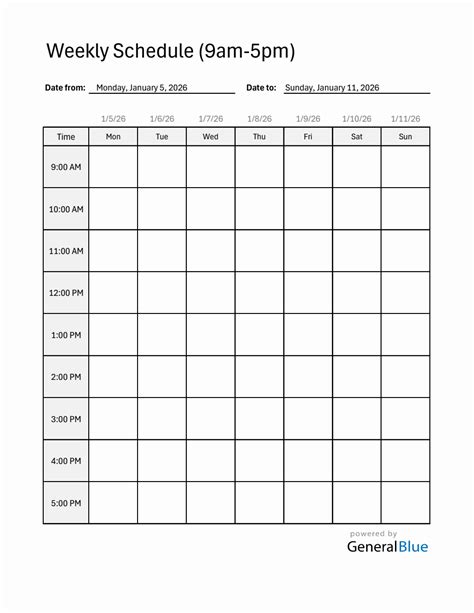 Image result for Blank Weekly Schedule Excel