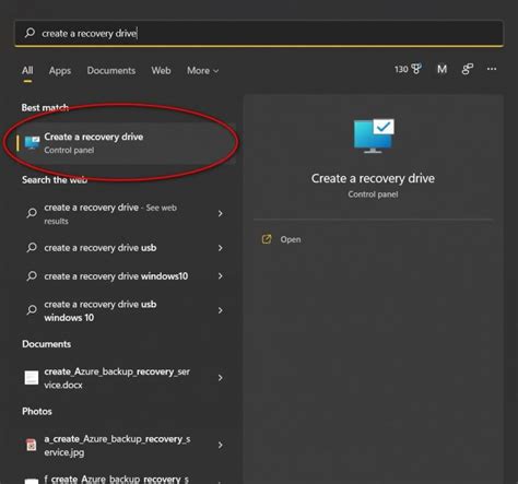 Windows 11 Create Recovery Drive 的图像结果