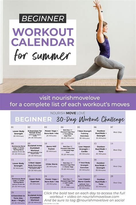 Beginner Workout Plan + 30-Day Workout Calendar | Nourish Move Love ...