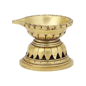 Buy Jaszz Art Brass Cup Diya (5 inches and 750g) with Stand Ethnic ...