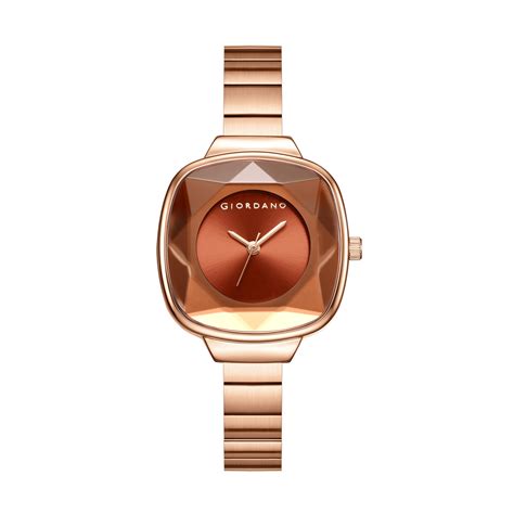 Giordano Analog Quartz Watch for Women with Cut Glass Dial, Rose Gold ...