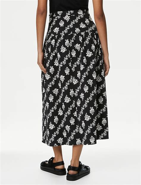 Buy Pure Cotton Printed Midi Circle Skirt at Marks & Spencer